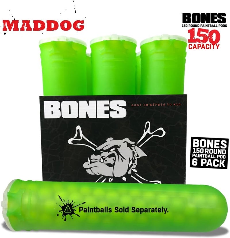MAddog 150 Round Bones Paintball Pods | Durable Quick Reload Tubes for Tournament and Recreational Speedball Woodsball | 6 Pack - Image 4